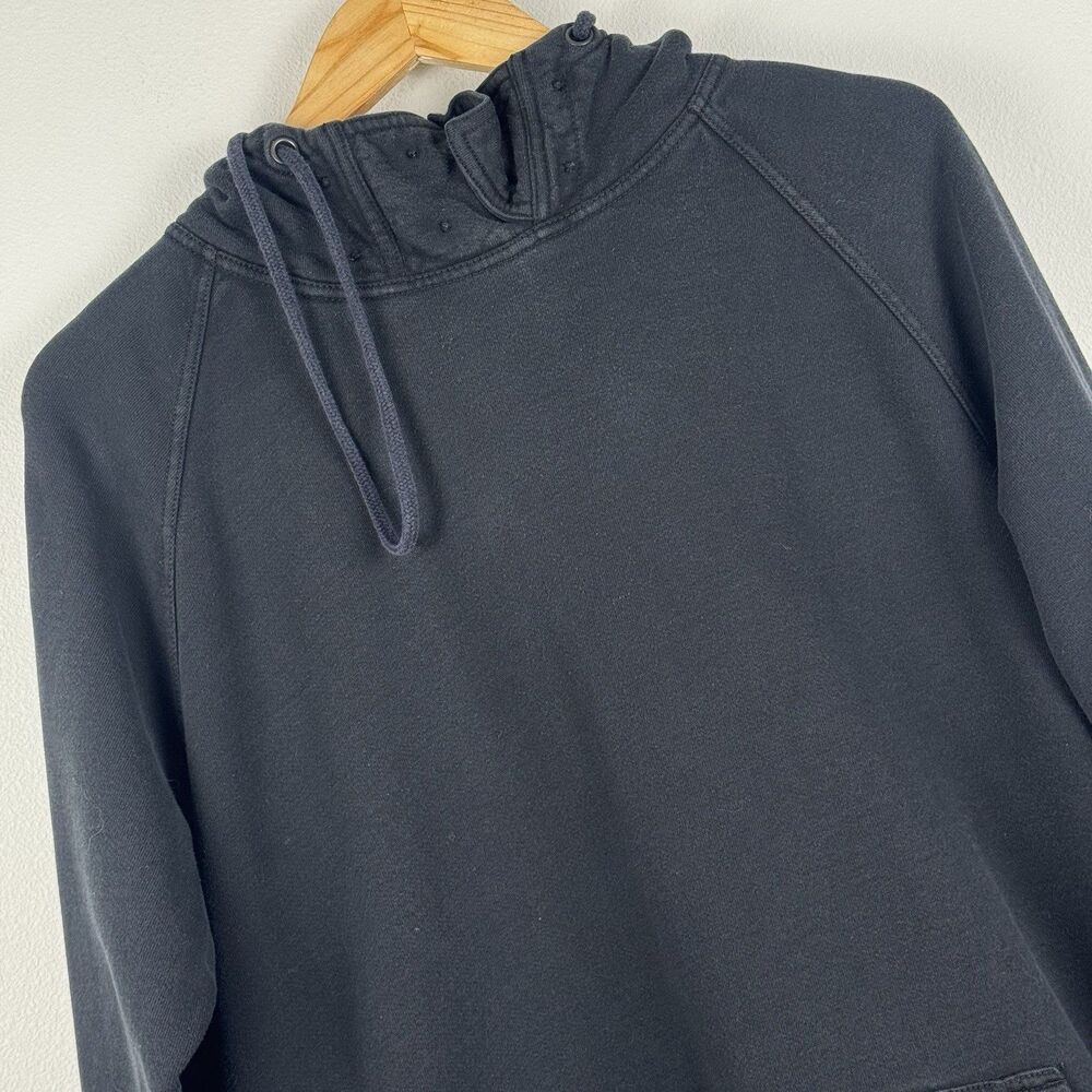 J.Crew Hoodie Mens Large Black Outerwear Fleece Henley Pullover Elbow Patches